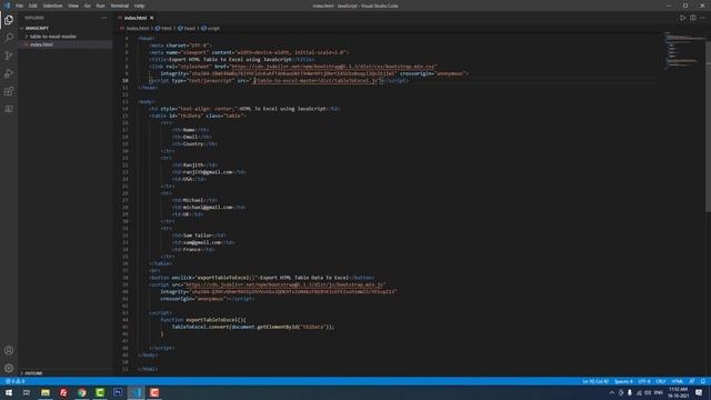 Convert HTML Table to Excel using JavaScript Table2Excel Library смотреть онлайн