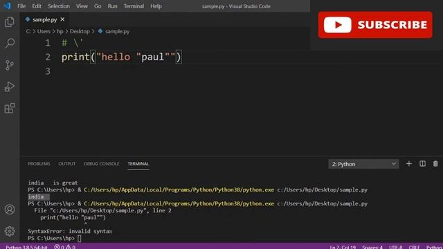 Python Tutorial for Beginners in Hindi | Escape Sequences in Python смотреть онлайн