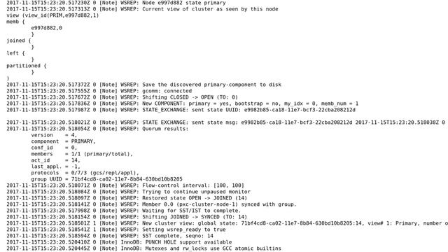 Initial Xtradb Cluster setup -- each node comes up isolated смотреть онлайн