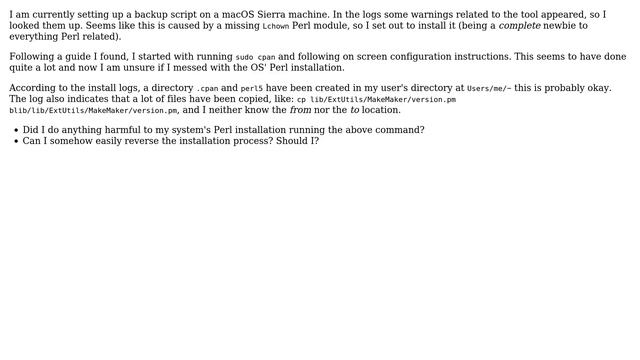 Apple: Did I just mess up system Perl? смотреть онлайн