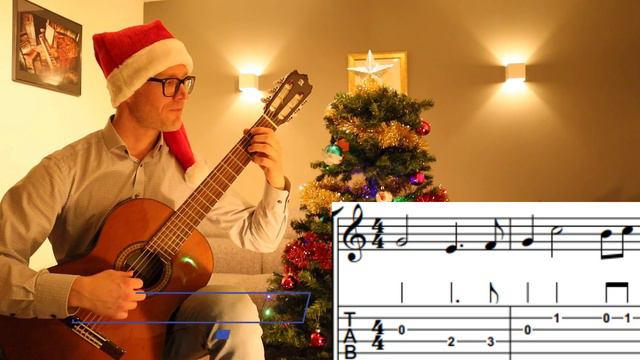 Top five Christmas song melodies for beginners, fingerstyle guitar. смотреть онлайн