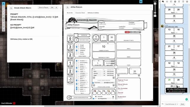 Roll20 Tutorial: Rogue Sneak Attack Macro смотреть онлайн