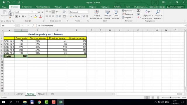 4.4. Виконання обчислень у табличному процесорі Excel (Excel) | 7 клас | Ривкінд смотреть онлайн