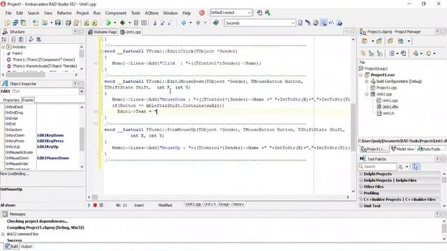 Embarcadero RAD Studio. Обработка событий от клавиатуры и мыши