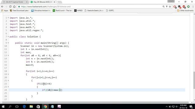 Day 29 Bitwise AND! hackerrank | java | tutorial смотреть онлайн