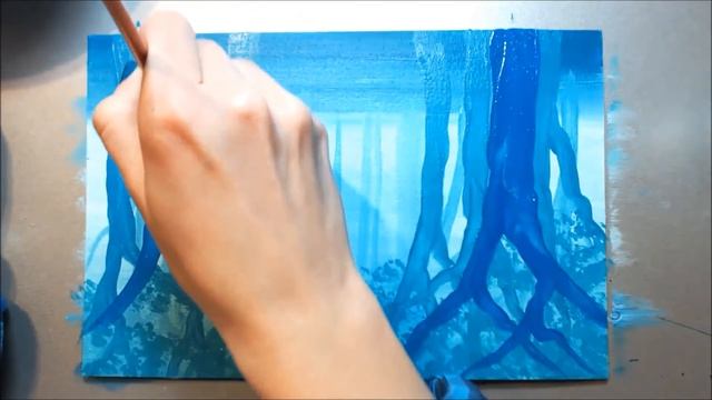 Рисуем волшебный ЛЕС акрилом / How to paint a magic forest with acrylic смотреть онлайн