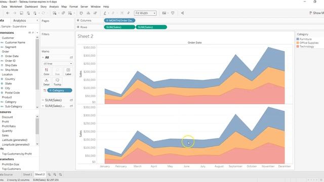 Tableau Tutorial 62 | Tableau dual axis area chart for a thick line on top смотреть онлайн