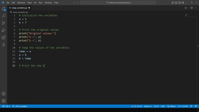 Write a Python Program to Swap Two Variables смотреть онлайн