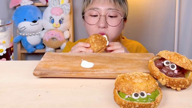 초코슈 말차슈 티라미수슈 바나나 파운드케이크🍌 디저트 먹방 Dessert Mukbang | Choux Cream Puffs | シュークリーム смотреть онлайн