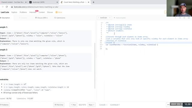 1773 Count Items Matching a Rule - Javascript - Space: O(1) Time: O(n) - Leetcode смотреть онлайн