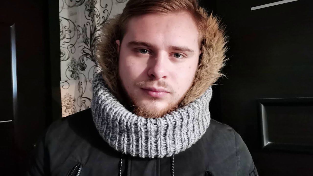 Мужской брутальный шарф-резинка спицами для начинающих#шарфспицами #мужскойшарф