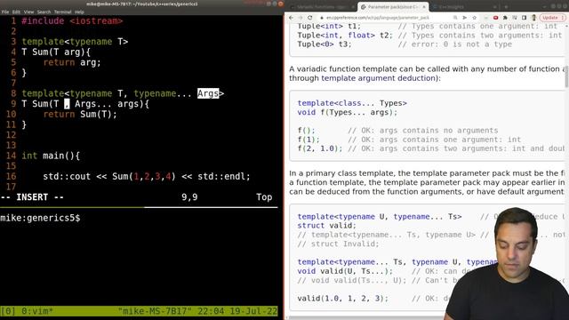 Generics in C++ 5 - Variadic arguments and Variadic Function Templates | Modern Cpp Series смотреть онлайн