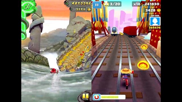 Temple Run 2 Sky Summit VS Subway Surfers Beijing Android iPad iOS Gameplay HD смотреть онлайн