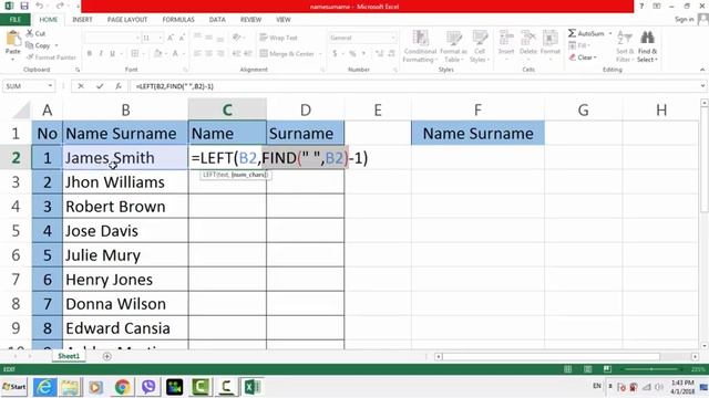 How to combine / split name and surname cells - Excel Tutorials смотреть онлайн