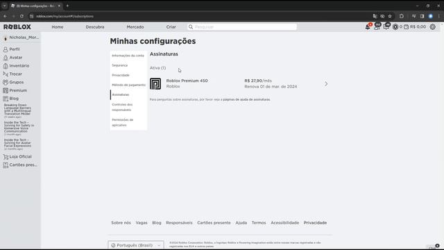 COMO CANCELAR O PREMIUM DO ROBLOX PASSO A PASSO EM 2024 ATUALIZADO! смотреть онлайн
