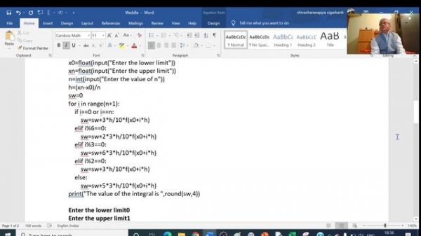 Python program for weddles rule