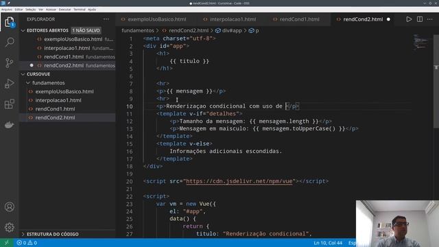 [Framework VueJS] - Fundamentos - 4 - Renderização Condicional 2 (v-if v-else-if e v-else) смотреть онлайн