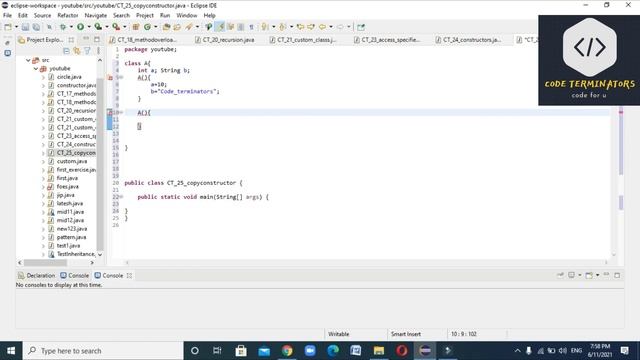 java tutorial 25 copy constructors смотреть онлайн