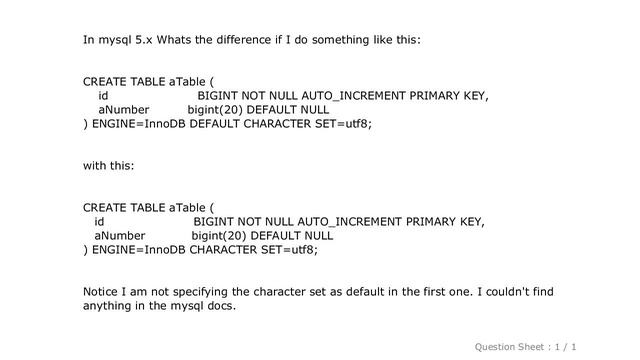 MySQL : Creating mysql table with explicit default character set, what if I don't? смотреть онлайн