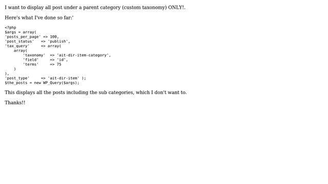 Wordpress: Show Post from parent category (custom taxonomy) ONLY! смотреть онлайн