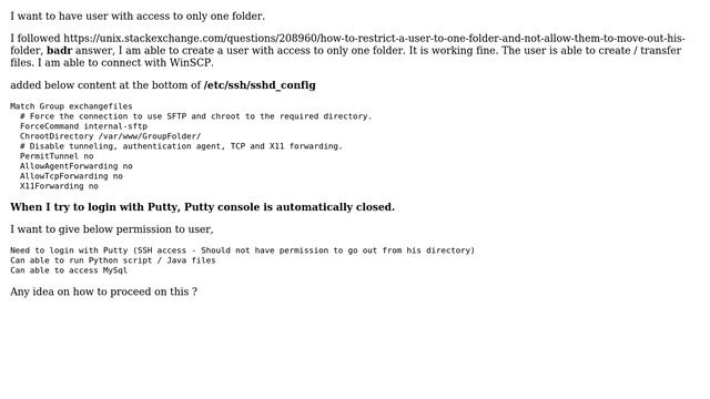Restricting a user to one folder and SSH access to MySQL смотреть онлайн