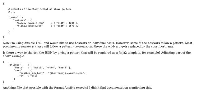 In Ansible dynamic inventory JSON, can I "render" hostvars based on the hostname? смотреть онлайн