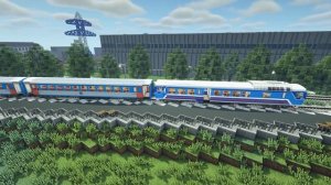 Автомотриса АЧ2 с прицепным вагоном в Майнкрафт Immersive Railroading от автора nordon73