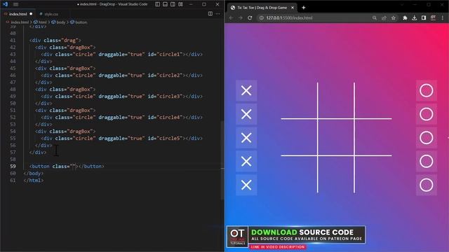 Simple Drag & Drop Tic-Tac-Toe Game using Html CSS & JavaScript смотреть онлайн