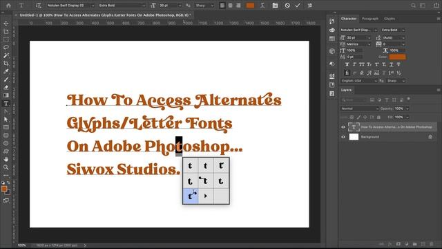 Tutorial How To Access Alternative Glyphs Notulen Fonts On Photoshop! смотреть онлайн