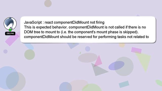 JavaScript : react componentDidMount not firing смотреть онлайн