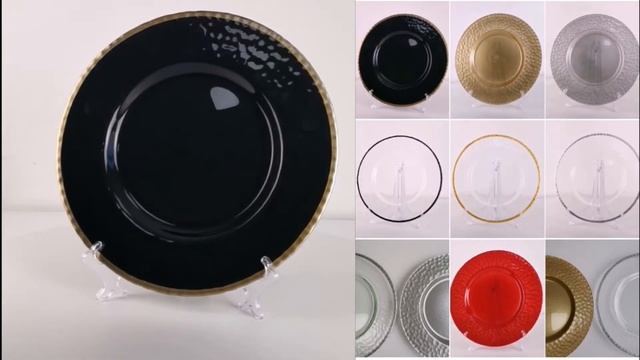 Черные тарелки с золотом | Аренда от PUR-PUR.by