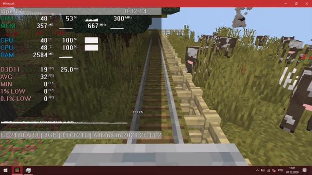 AMD E1 2100 + Radeon HD 8210 = MINECRAFT [Win10 Edition]