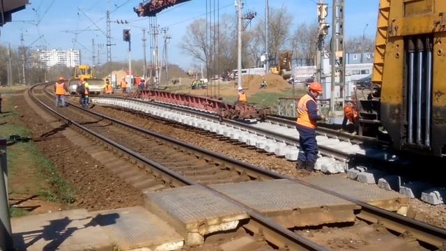Работа РЖД|Укладка рельс станция D1 Водники МЦД|Город Долгопрудный Московская область смотреть онлайн