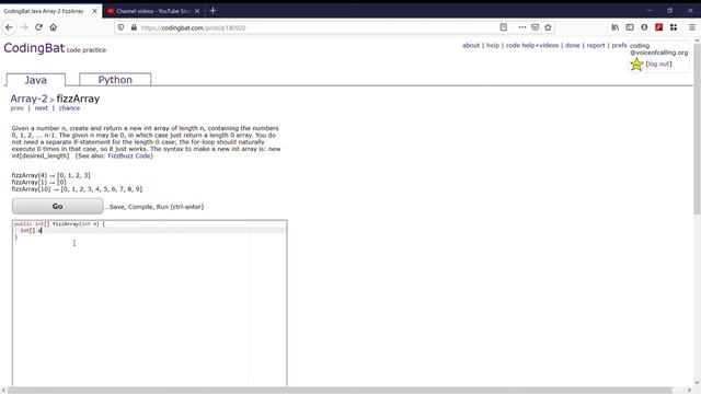 Array-2 (fizzArray) Java Tutorial || codingbat.com смотреть онлайн