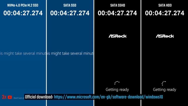 NVMe M.2 PCIe 4.0 vs. SSD vs. SSHD vs. HDD - Windows installation смотреть онлайн