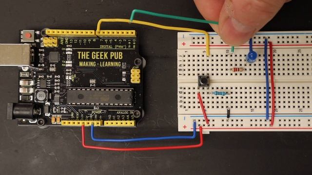 Arduino: Use a Button to Toggle an LED смотреть онлайн