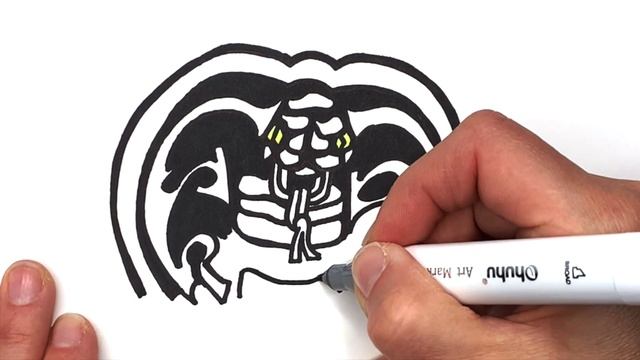HOW TO DRAW COBRA KAI LOGO Step by Step Drawing Marker Tutorial. Guided Cobra Kai Sign Drawing смотреть онлайн