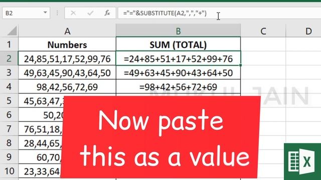 Excel Trick To Sum Values Separated With Commas