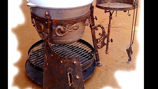 Красивый круглый мангал для казана котла ковка смотреть онлайн