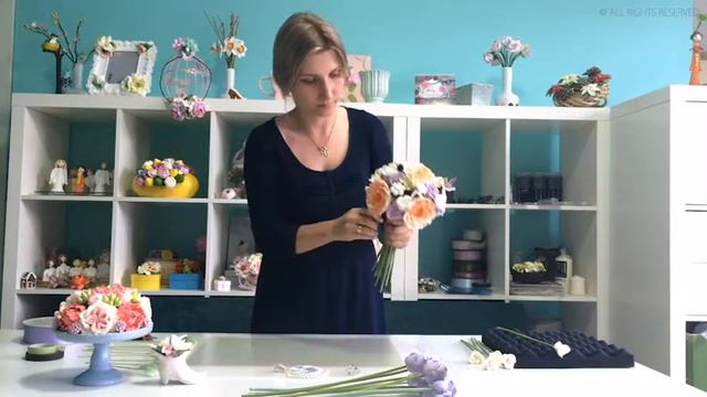 Букет из зефирной глины "Сборка букета" / Flower clay craft tutorial "Flower arrangement' смотреть онлайн