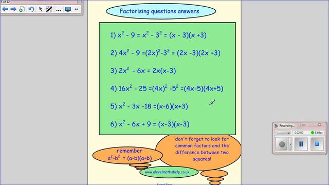 C1 Factorising quadratics questions -two brackets - AS - alevelmathshelp смотреть онлайн