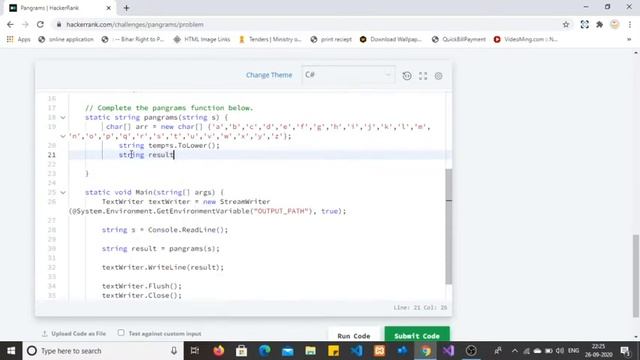 Solve Pangrams Problem on hacker rank using C# смотреть онлайн