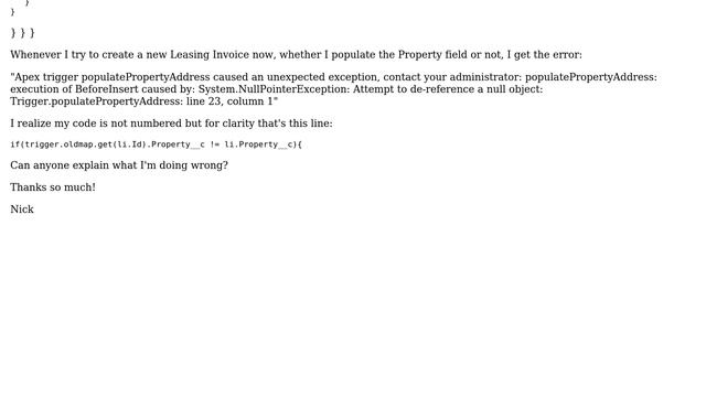 Salesforce: Null pointer exception in trigger.oldmap смотреть онлайн