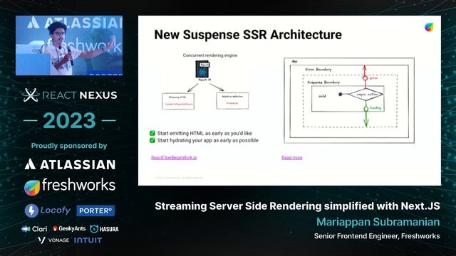 Streaming Server Side Rendering simplified with Next.JS by Mariappan Subramanian смотреть онлайн