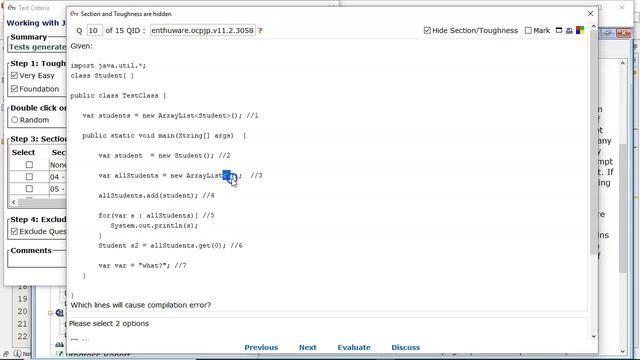 Local variable type inference declarations - spot the compiler errors. (enthuware.ocpjp.v11.2.3058 смотреть онлайн