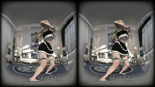 VR 180 8K MMD 60FPS Fischl Genshin Impact OPテーマ「チキチキバンバン」【踊ってみた】with 3D フィッシュル コスプレ 猫娘 メイド VRMMD