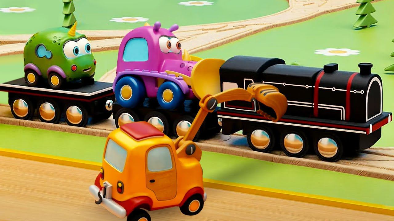 Машинки Мокас устроили гонки на поезде! Мультики про машинки для детей