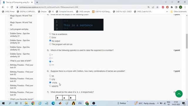 NPTEL/ SWAYAM course on The Joy of Computing using Python Assignment 4 Answers January 2023 смотреть онлайн