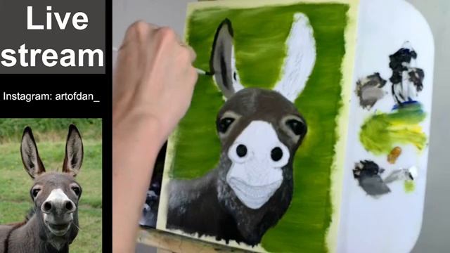 Donkey | How to paint a donkey | Live stream | Oil painting | Как нарисовать осла смотреть онлайн