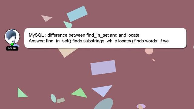 MySQL : difference between find_in_set and and locate смотреть онлайн